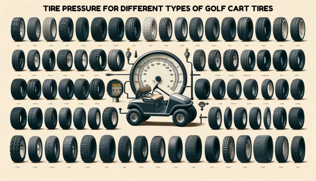 Tire pressure for various kinds of golf cart tires